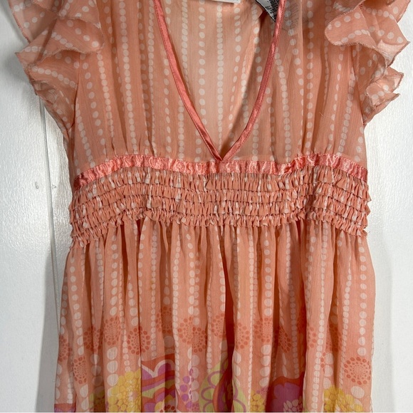 Mary Kate & Ashley Peach Sheer Short Sleeve Dress 10/12 - Picture 4 of 7